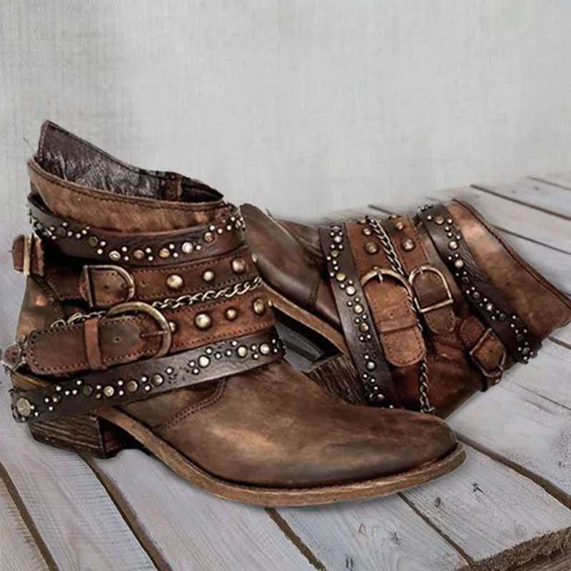 European and American Belted Short Tube Boots