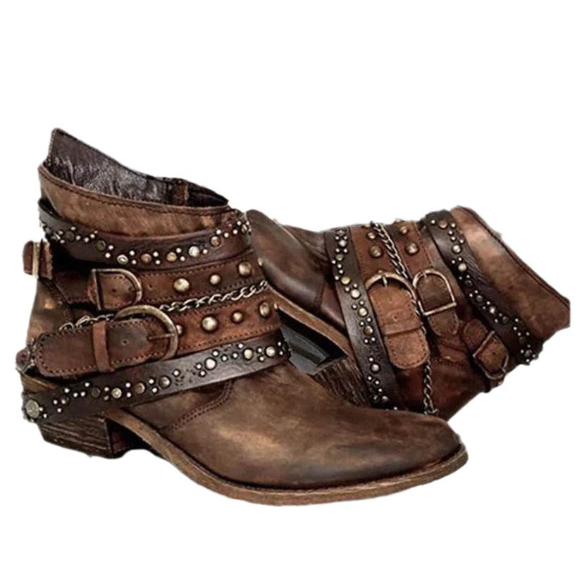 European and American Belted Short Tube Boots