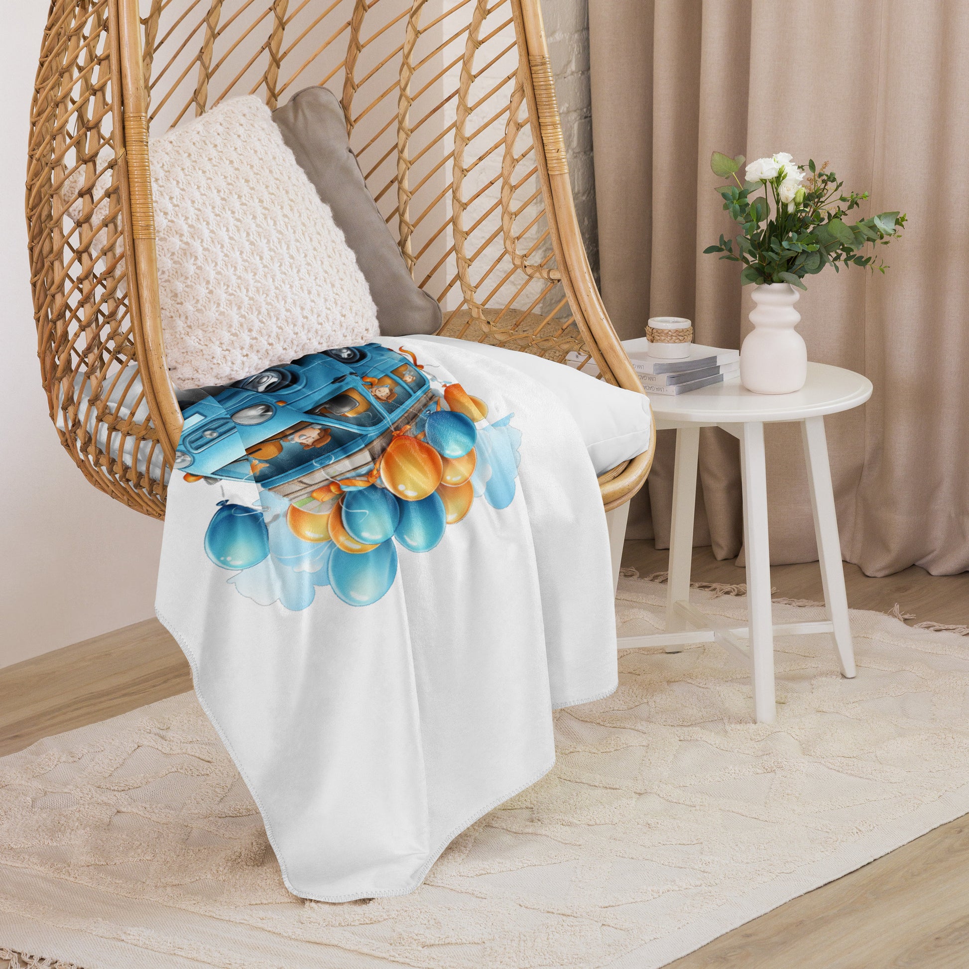 Family Van With Balloons Sherpa blanket MaddisonCo Inc