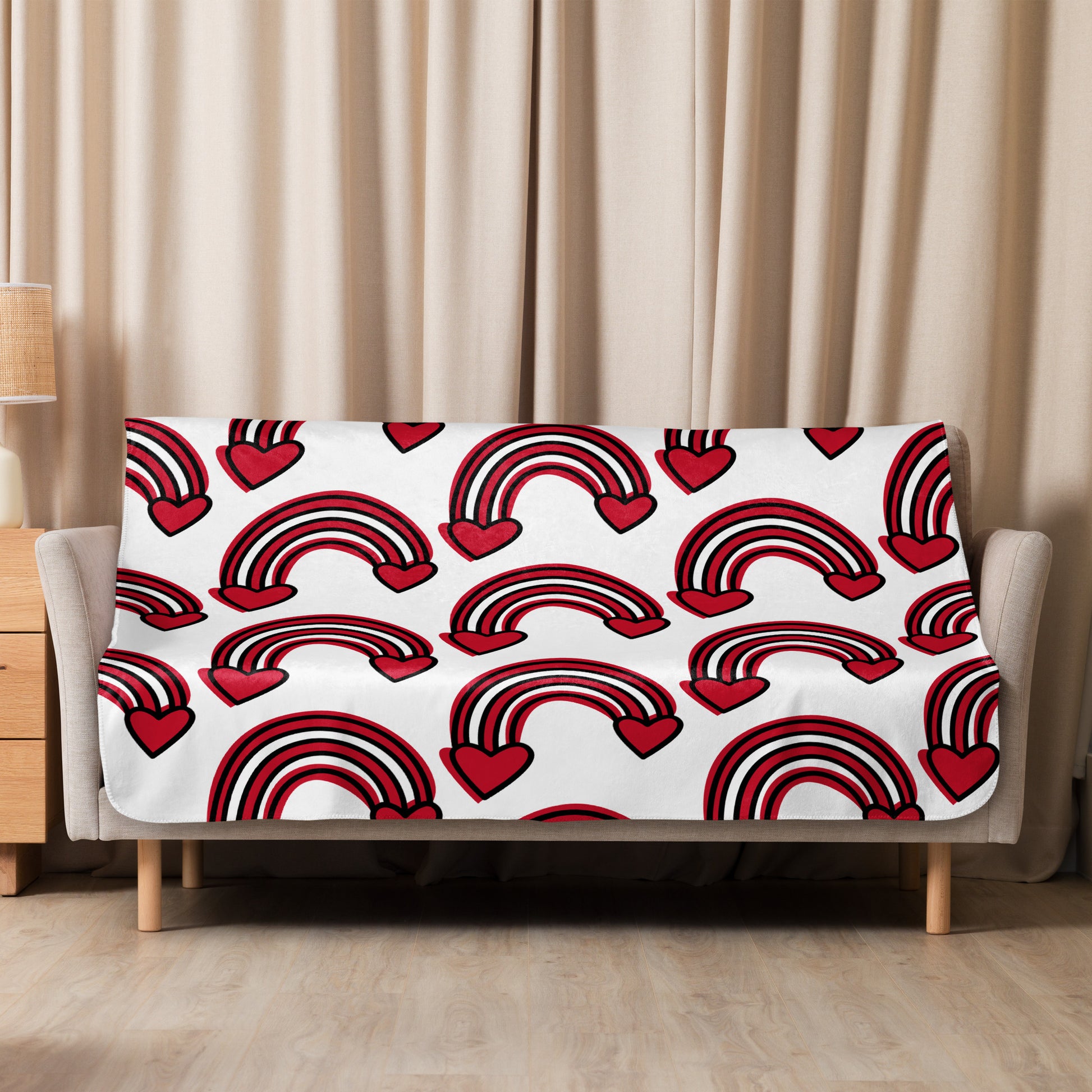 Heart Rainbow Sherpa blanket MaddisonCo Inc