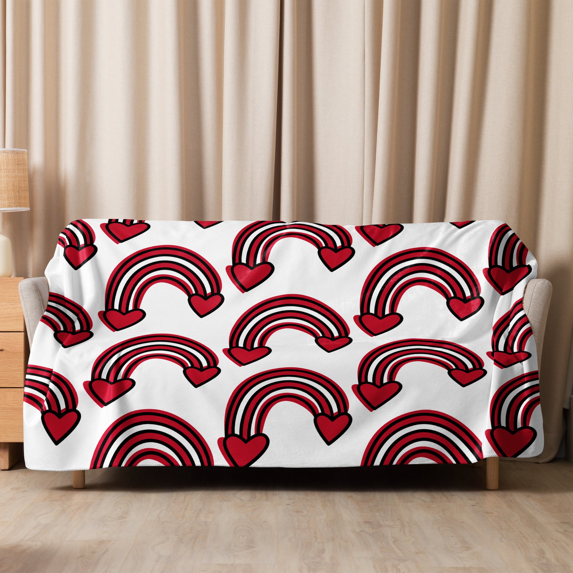 Heart Rainbow Sherpa blanket MaddisonCo Inc