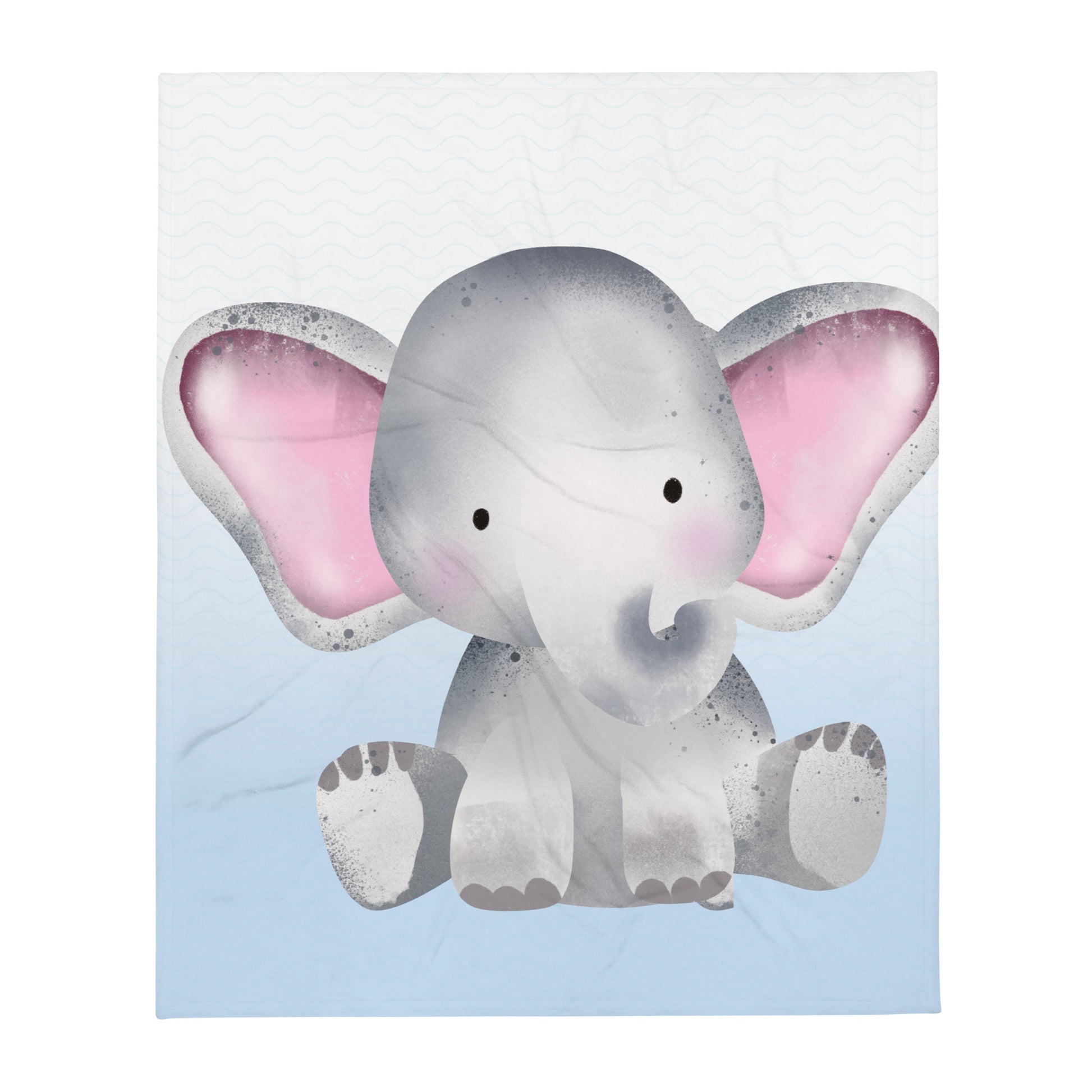 Boy Blue Fade With Elephant Throw Blanket MaddisonCo Inc