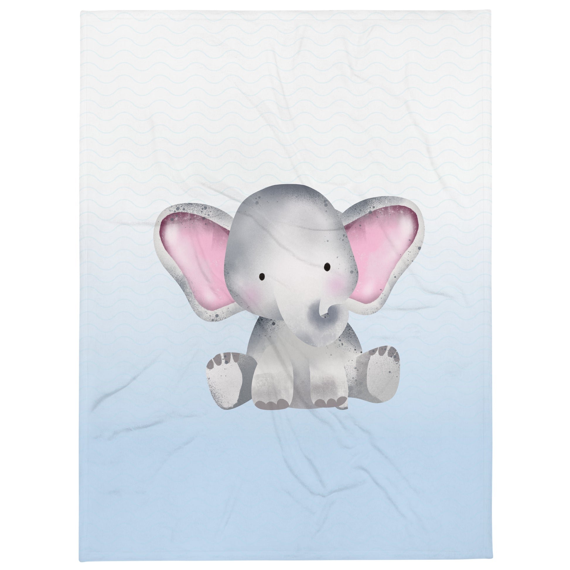 Boy Blue Fade With Elephant Throw Blanket MaddisonCo Inc