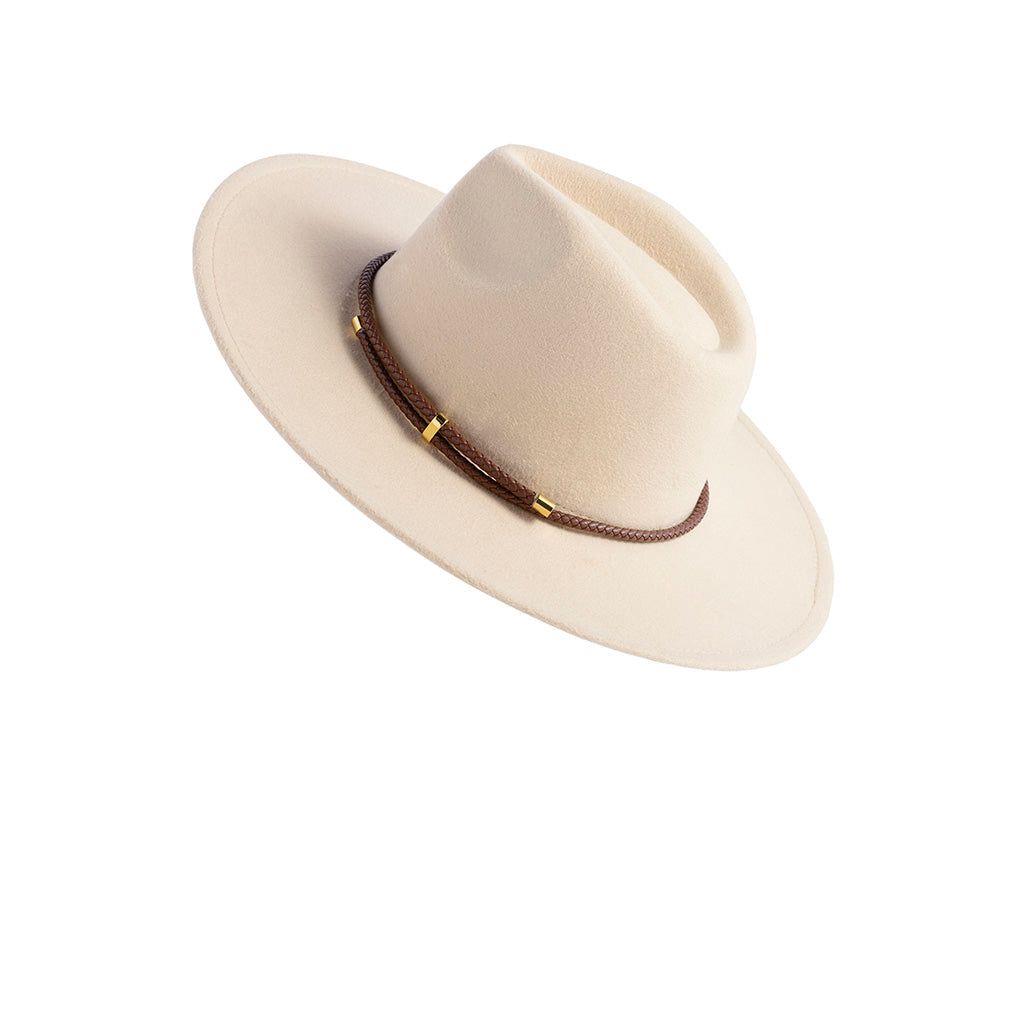 Felt Brim Hat With Interchangeable Trim, Cream Gold Mnemosyne