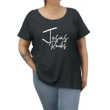 Jesus Rocks Women's Plus Size Faith T-Shirt Grey Coco