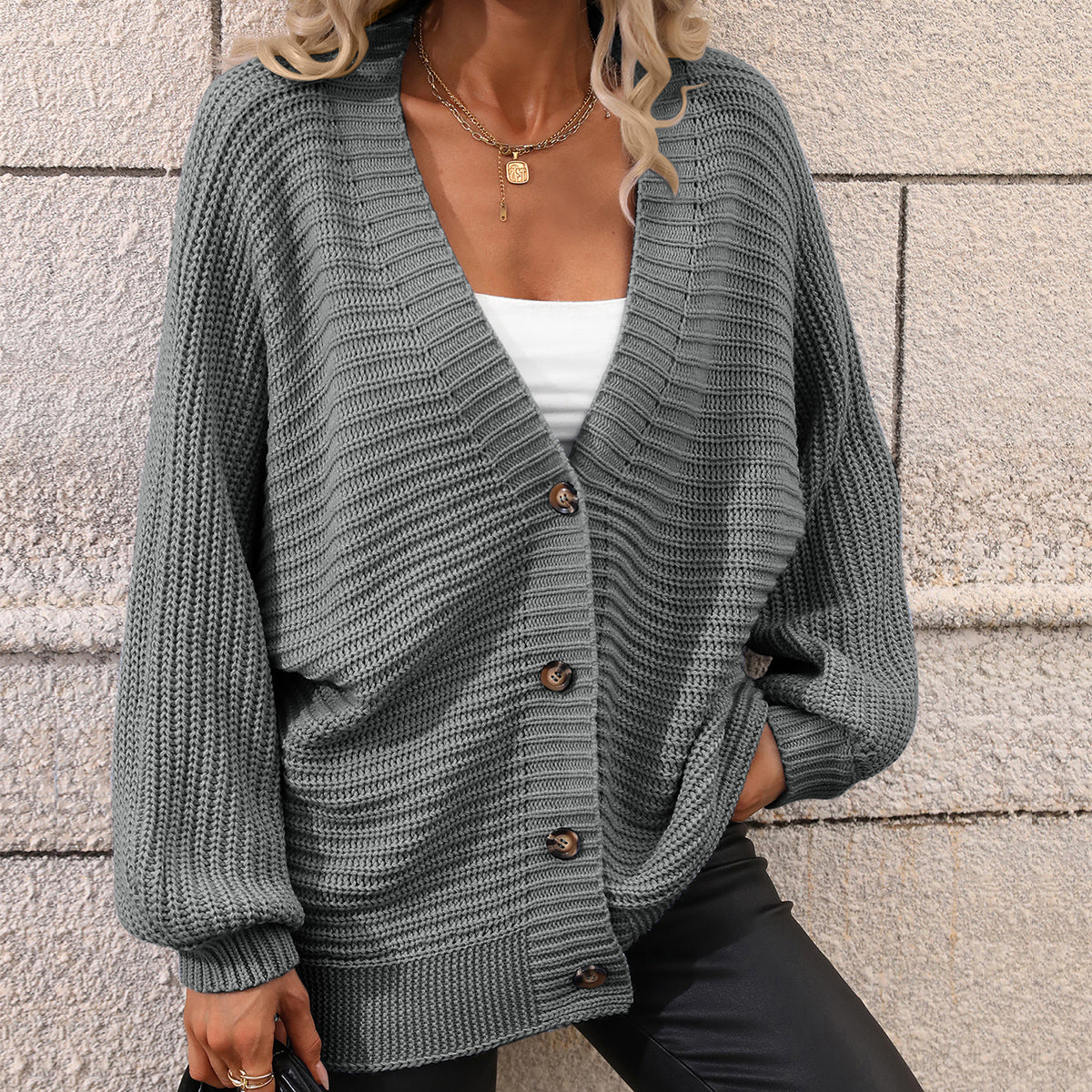 Single Breasted Knitted Cardigan Loose Sweater