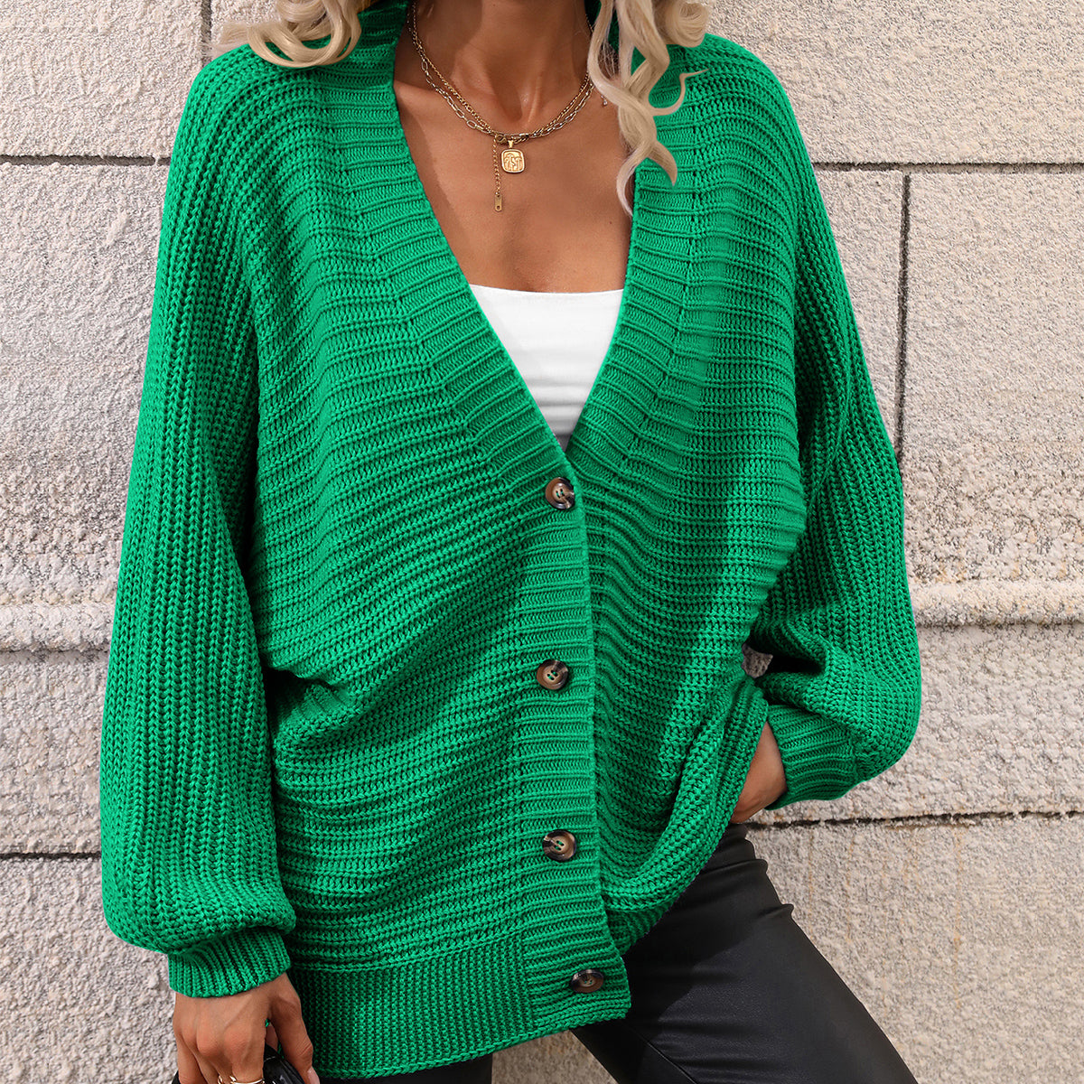 Single Breasted Knitted Cardigan Loose Sweater