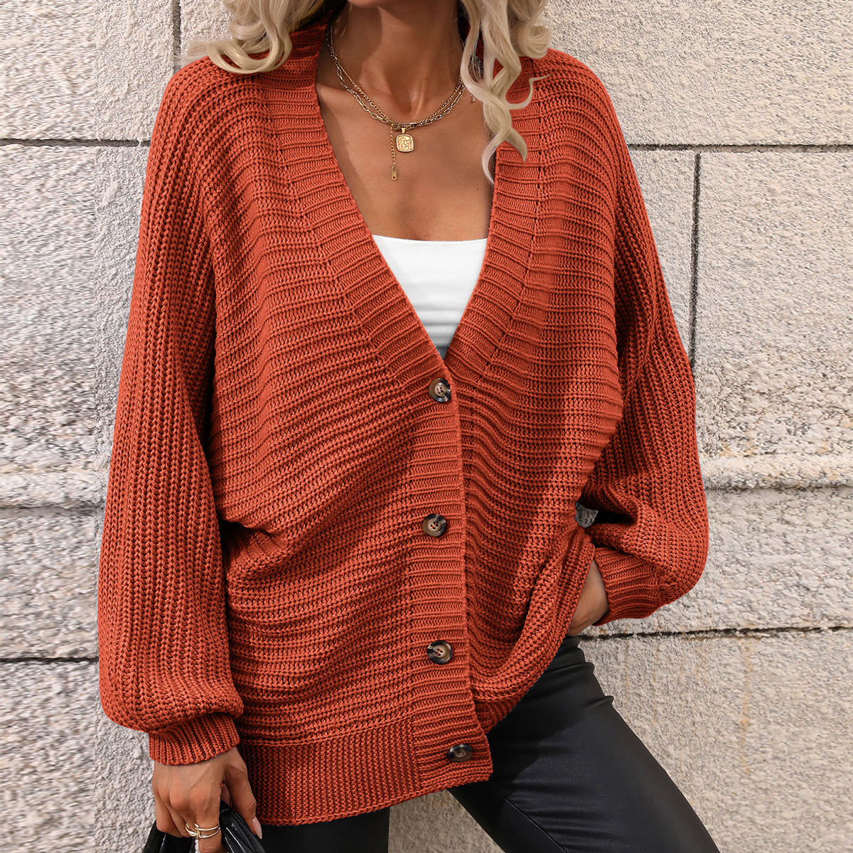 Single Breasted Knitted Cardigan Loose Sweater