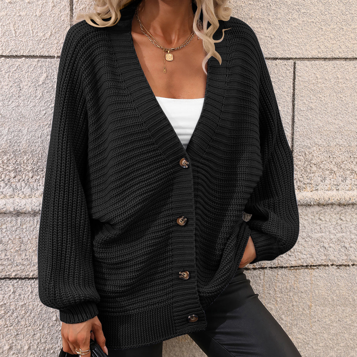 Single Breasted Knitted Cardigan Loose Sweater