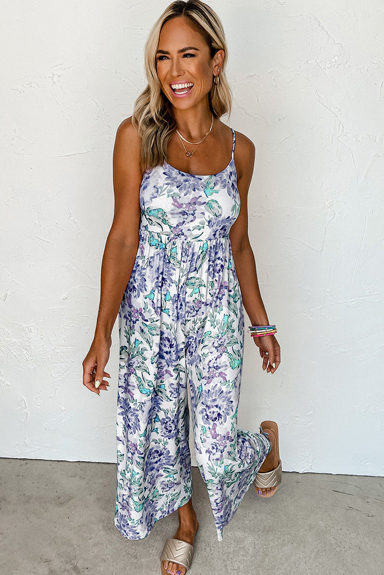 High Waist Wide Leg Backless Jumpsuit