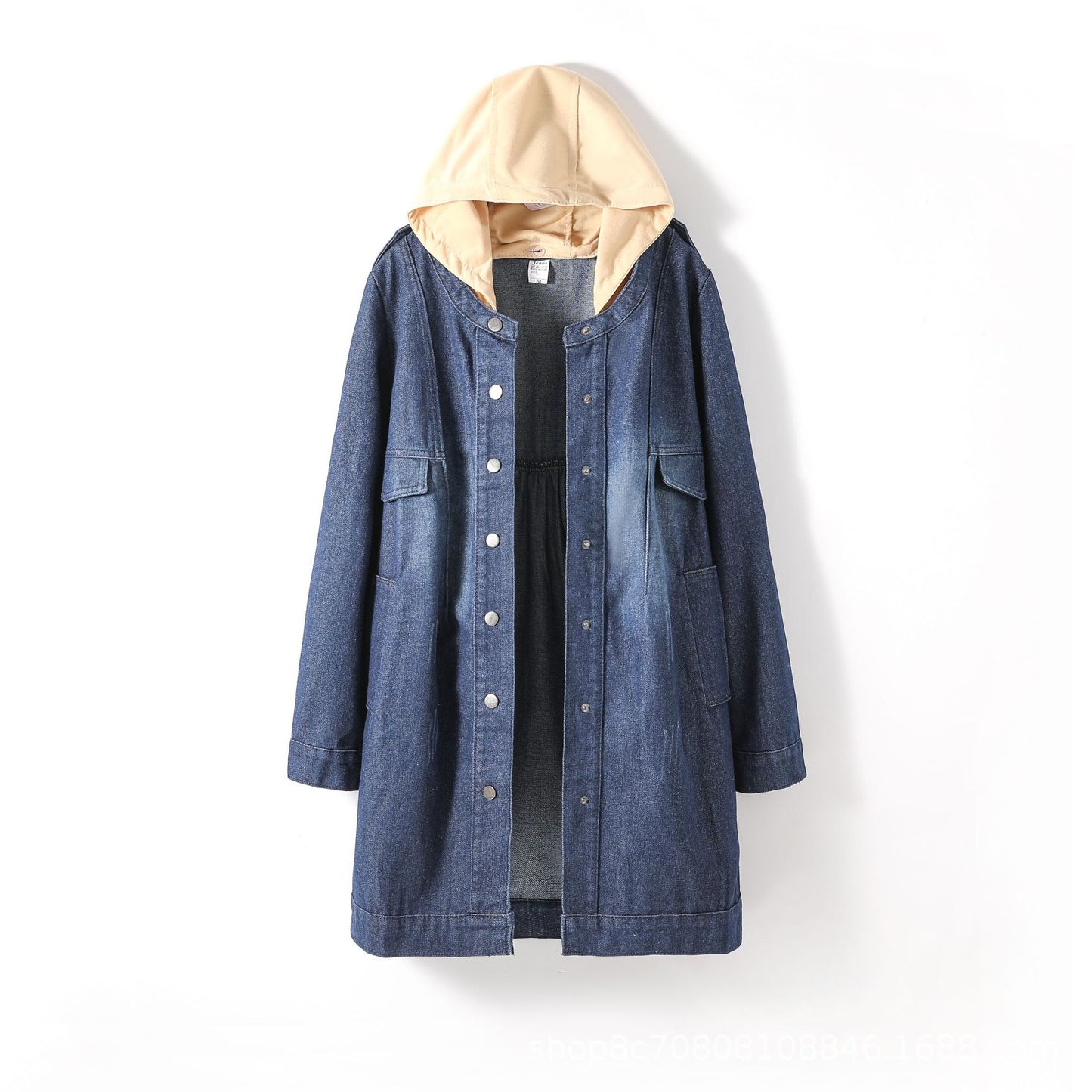 Hooded Denim Trench Coat