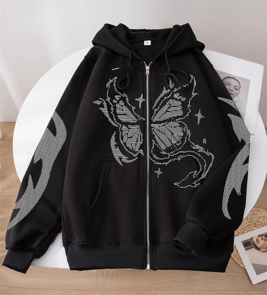 Butterfly Star Zip Fleece Hoodie