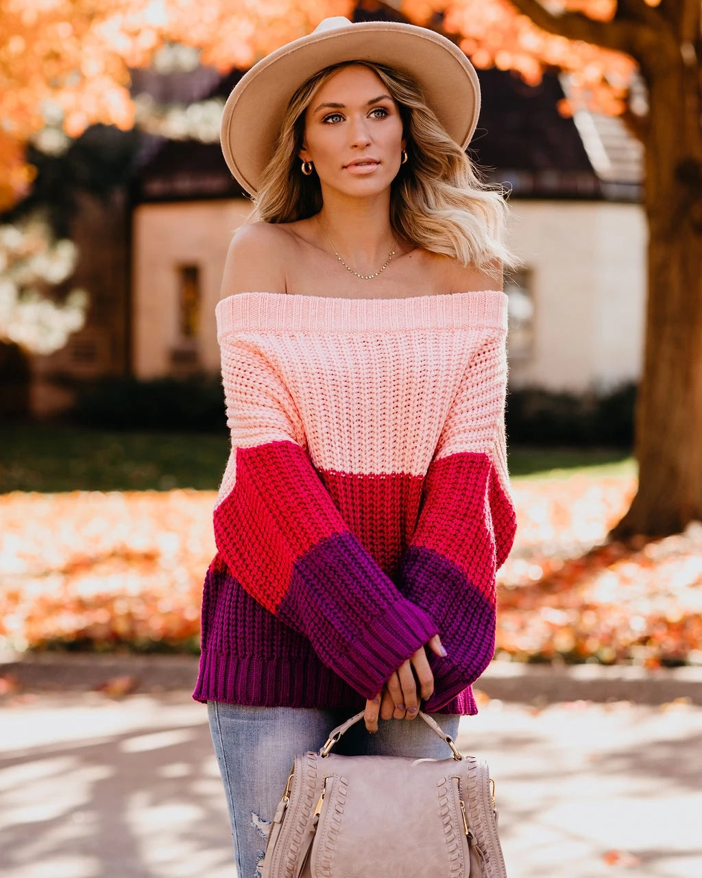 Off Neck Thickened Sweater