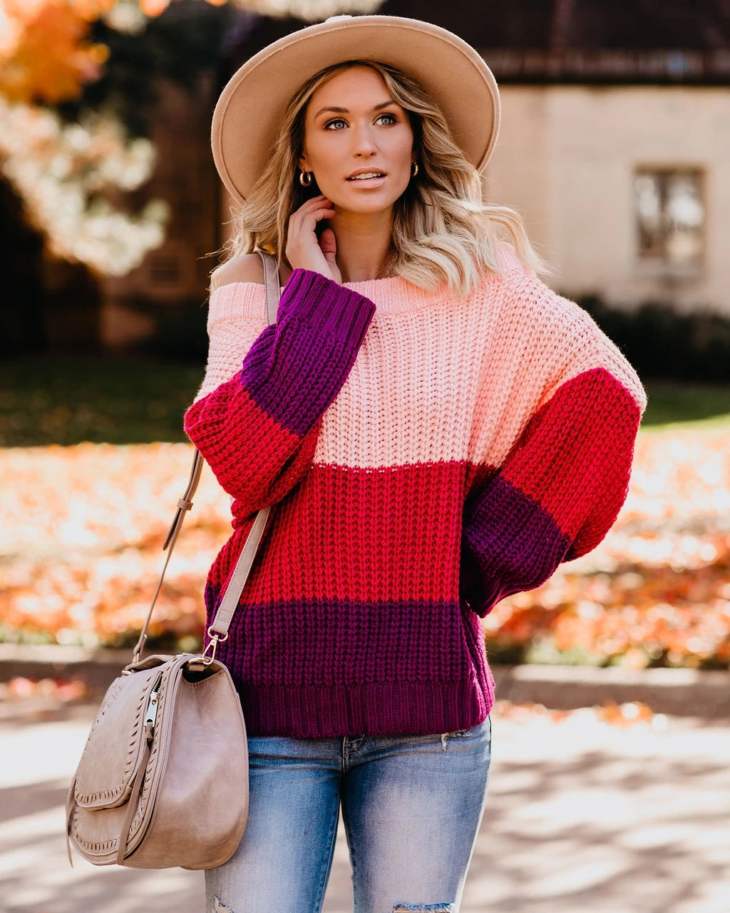 Off Neck Thickened Sweater