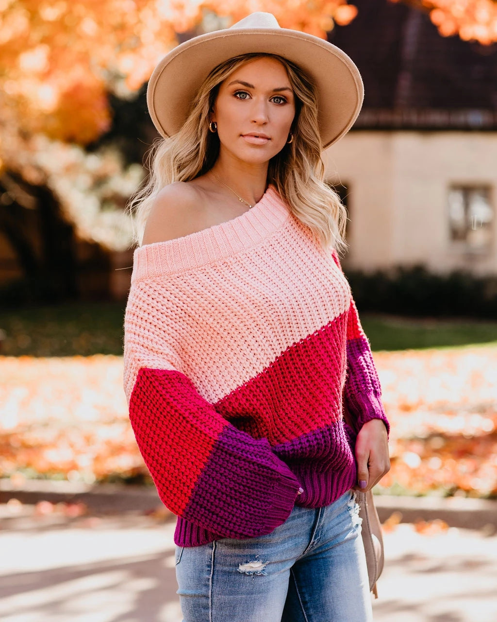 Off Neck Thickened Sweater