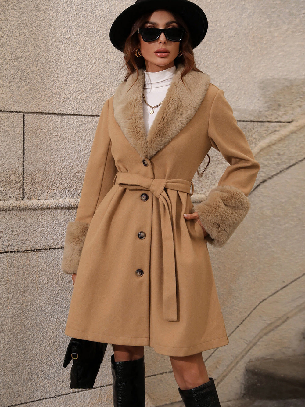 Mid Length Collared Single Breasted Trench Coat