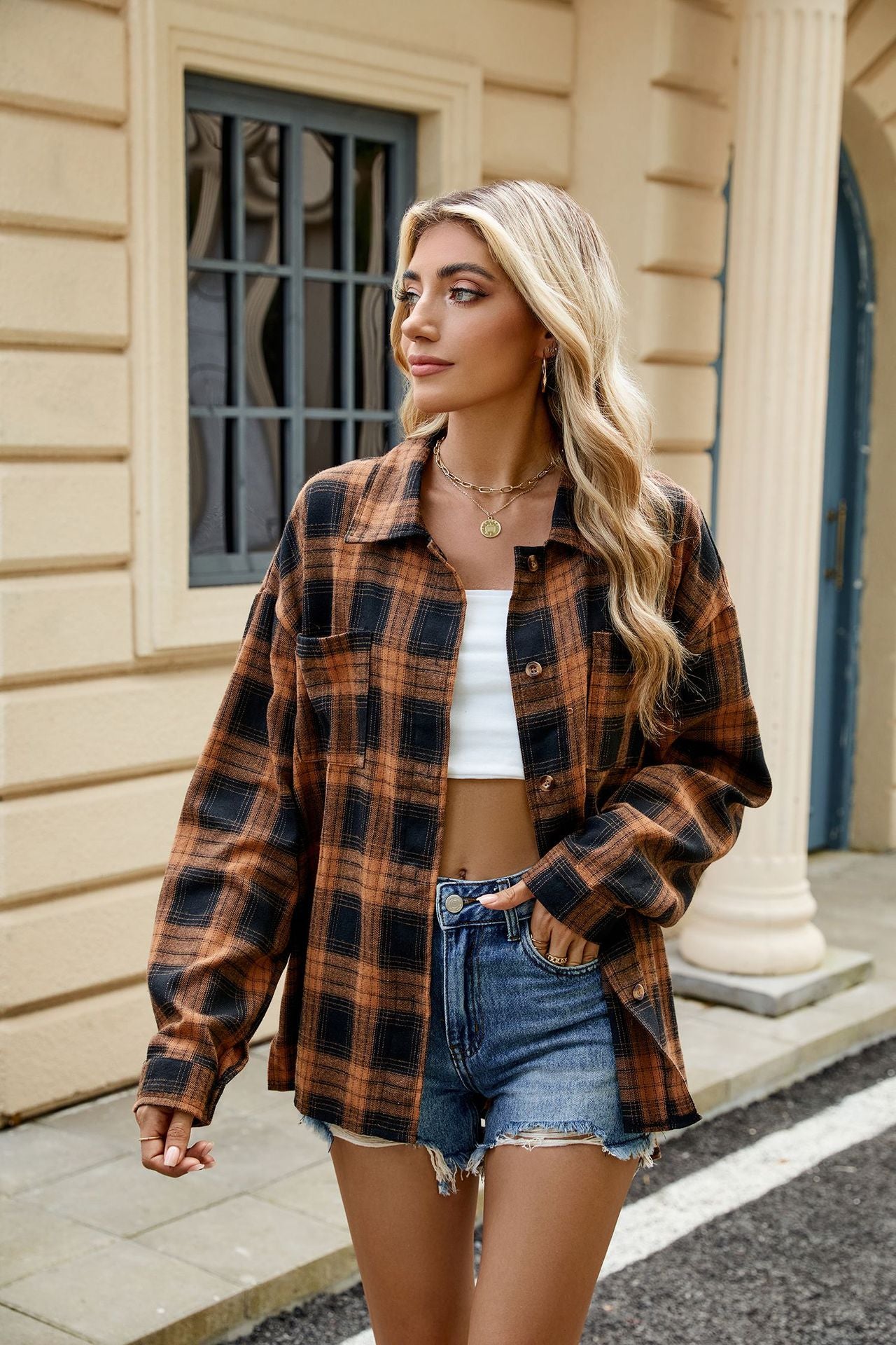 Long Sleeve Plaid Top