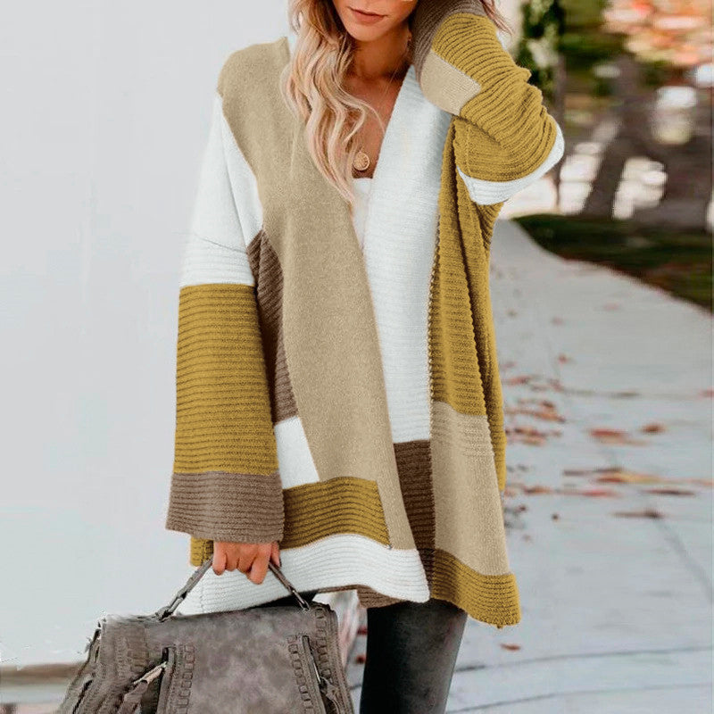 Loose Fitting Big Strips Cardigan