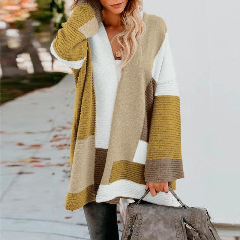 Loose Fitting Big Strips Cardigan