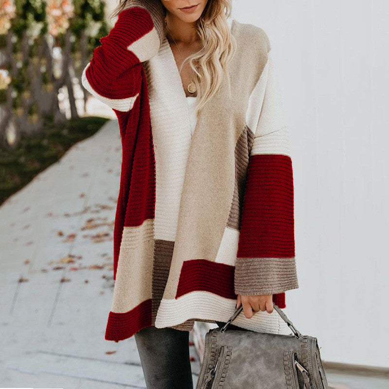 Loose Fitting Big Strips Cardigan