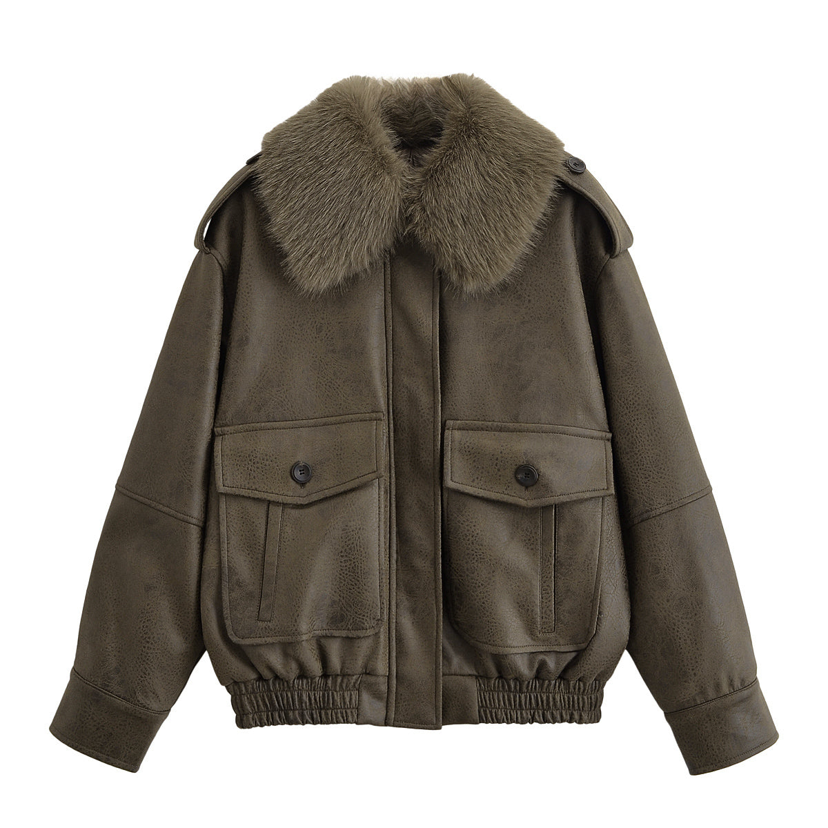 Women Clothing Fur Collar Detachable Jacket