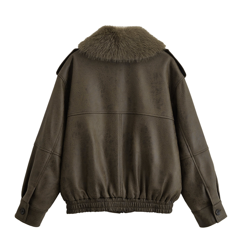 Women Clothing Fur Collar Detachable Jacket