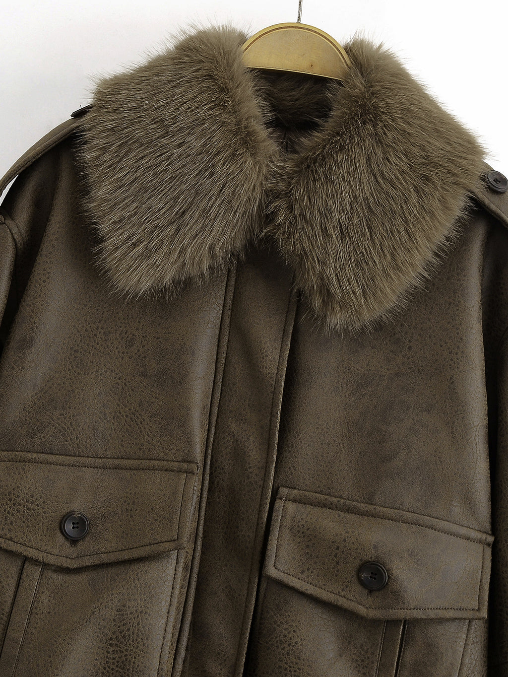 Women Clothing Fur Collar Detachable Jacket