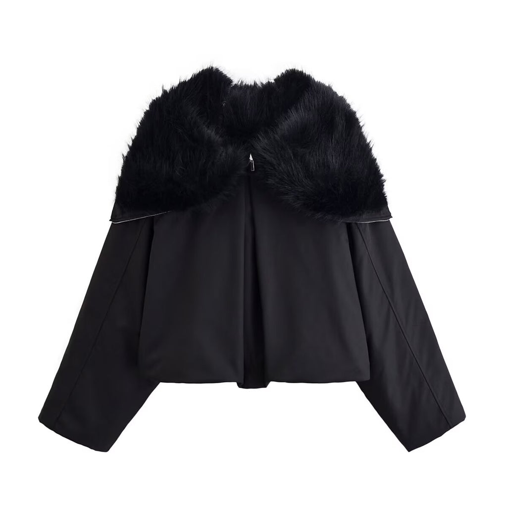 Casual Short Black Hooded Jacket