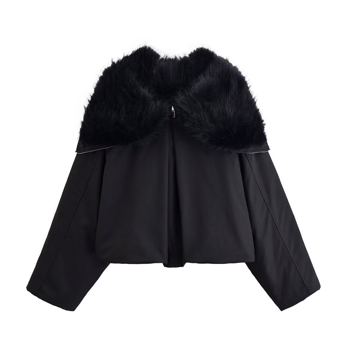 Casual Short Black Hooded Jacket