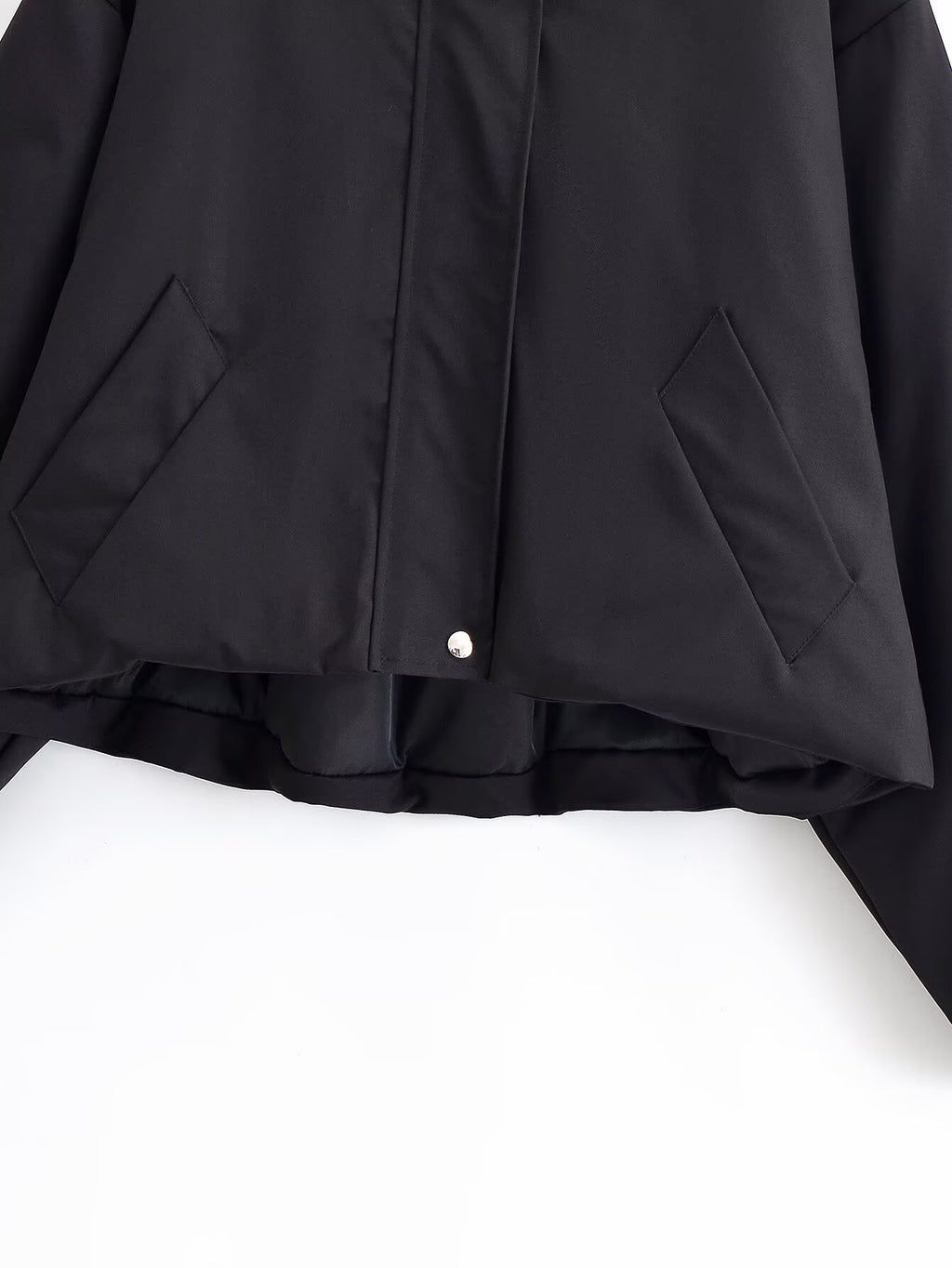 Casual Short Black Hooded Jacket