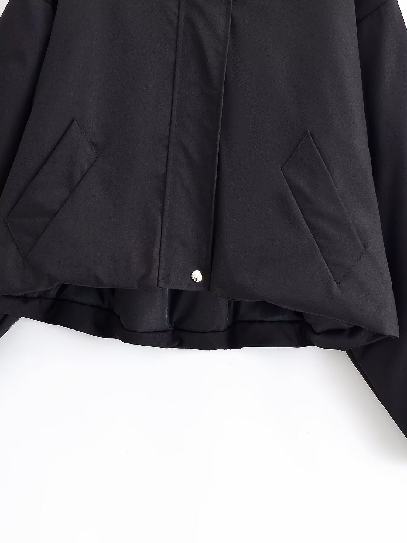 Casual Short Black Hooded Jacket