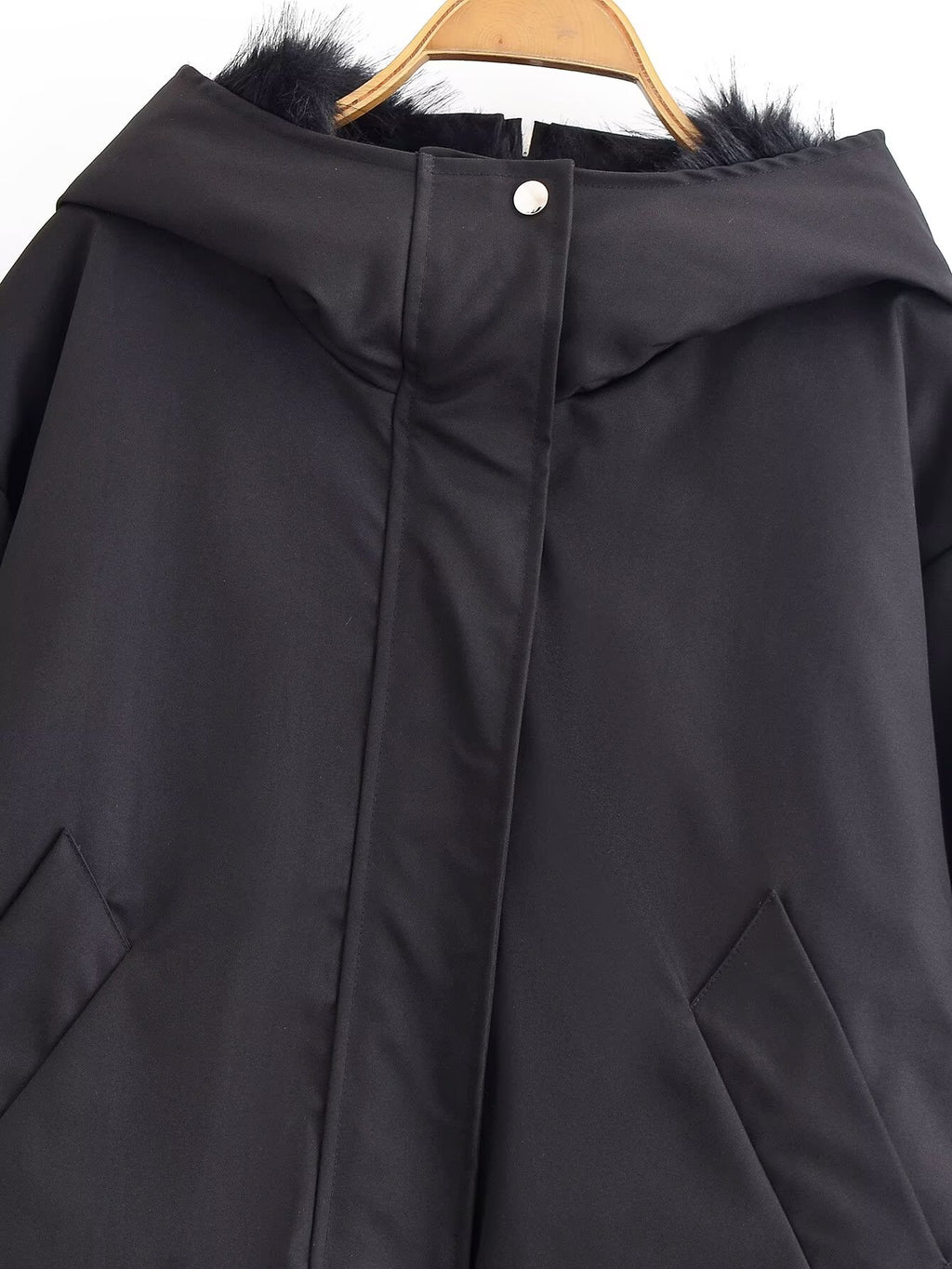 Casual Short Black Hooded Jacket