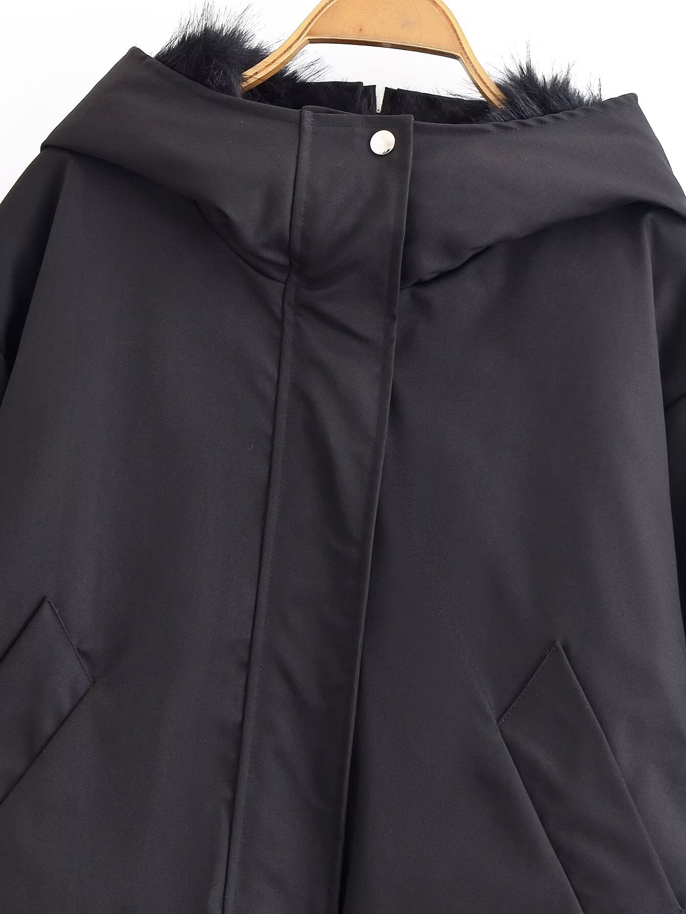Casual Short Black Hooded Jacket