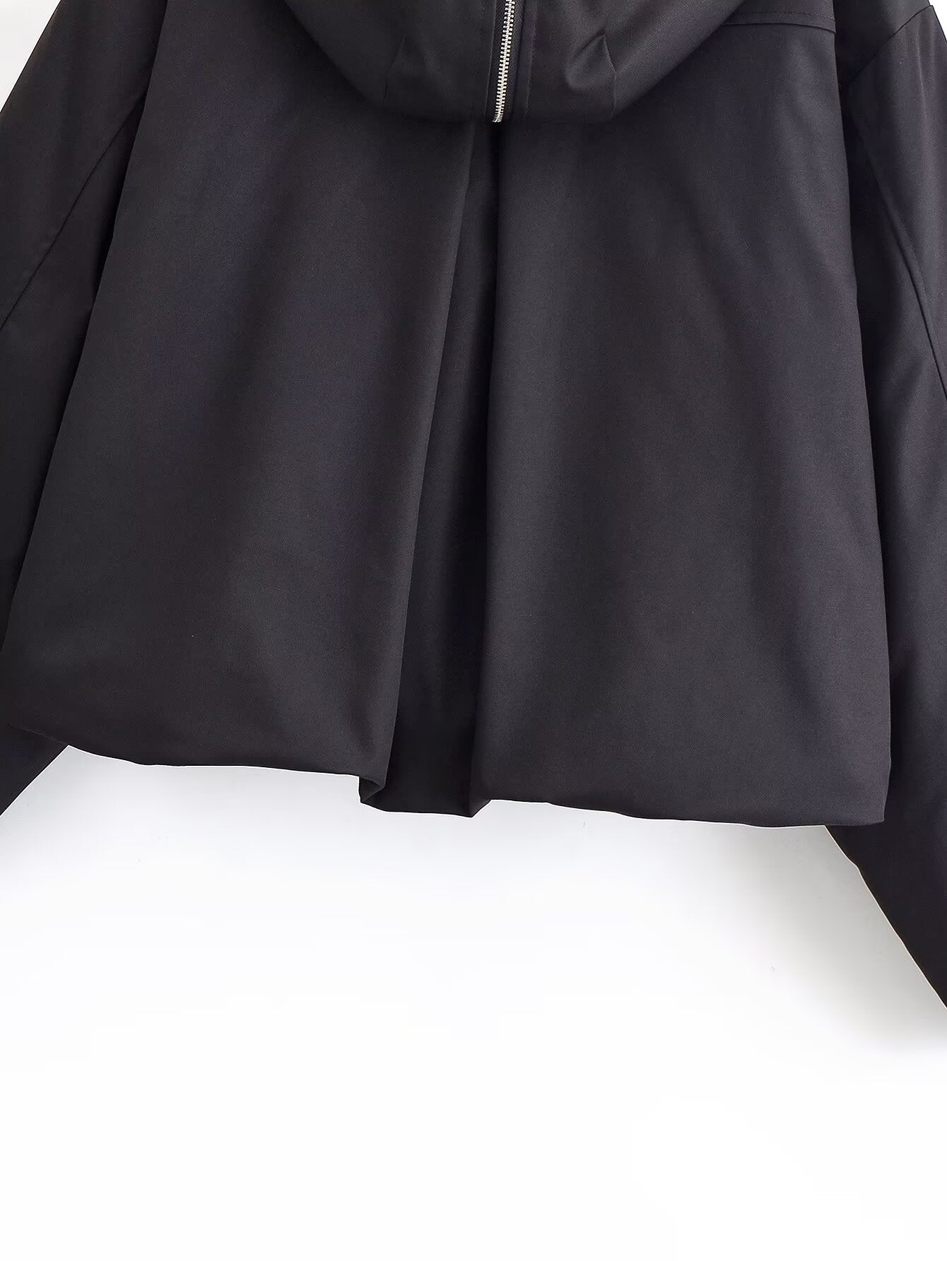 Casual Short Black Hooded Jacket