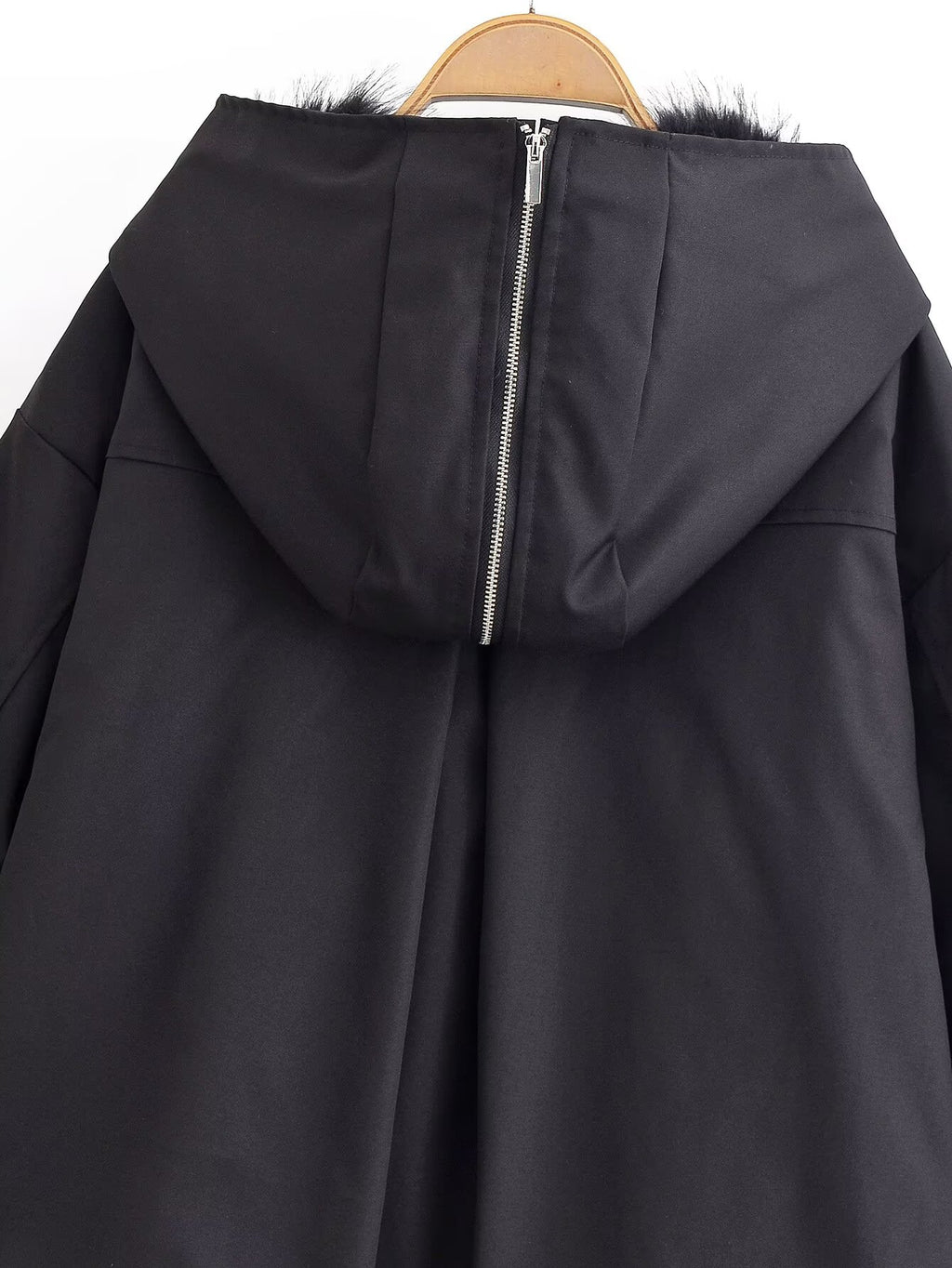 Casual Short Black Hooded Jacket