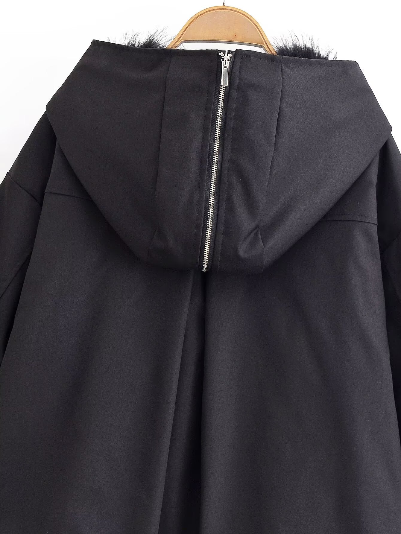 Casual Short Black Hooded Jacket