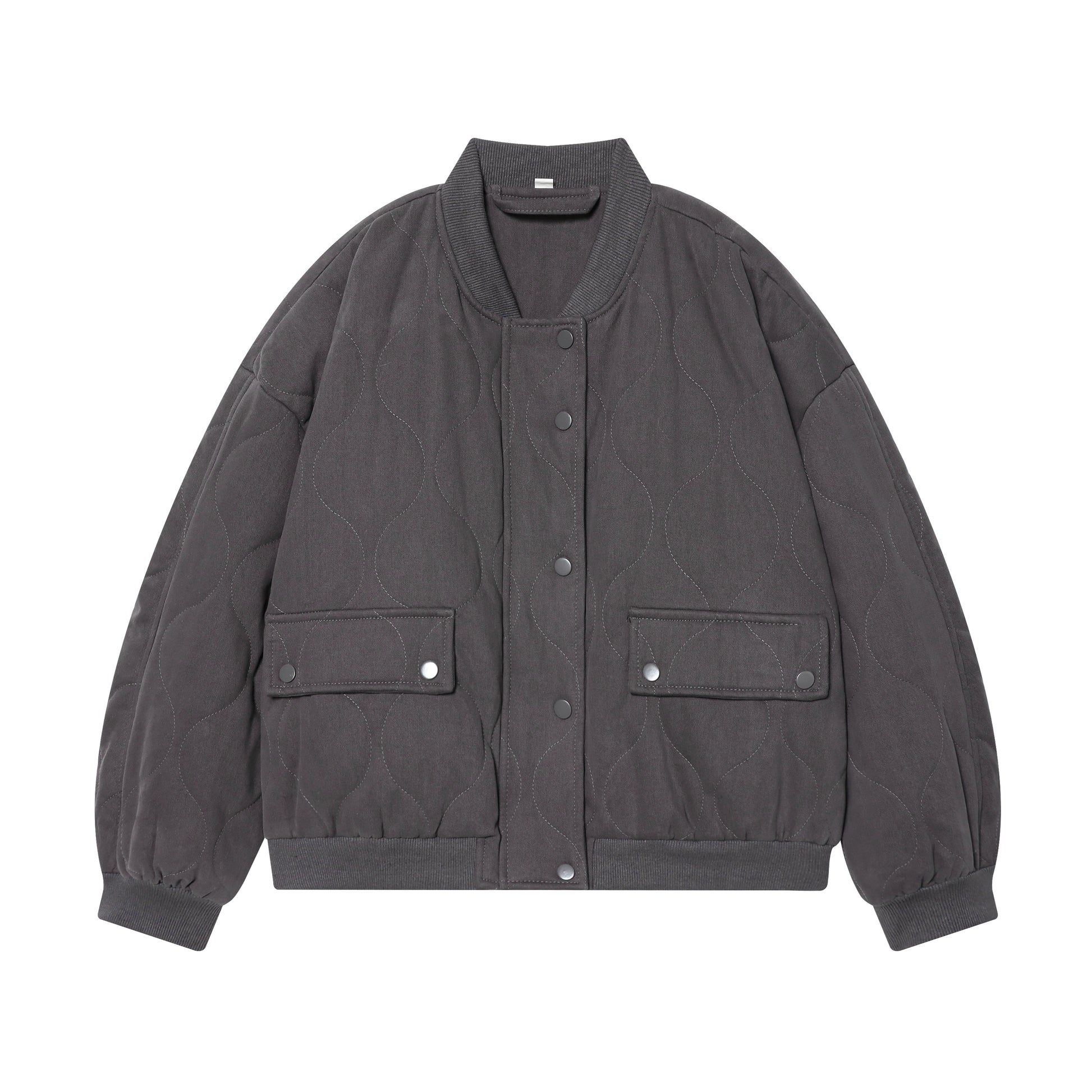 Double Pocket Quilted Cotton Padded Varsity Jacket