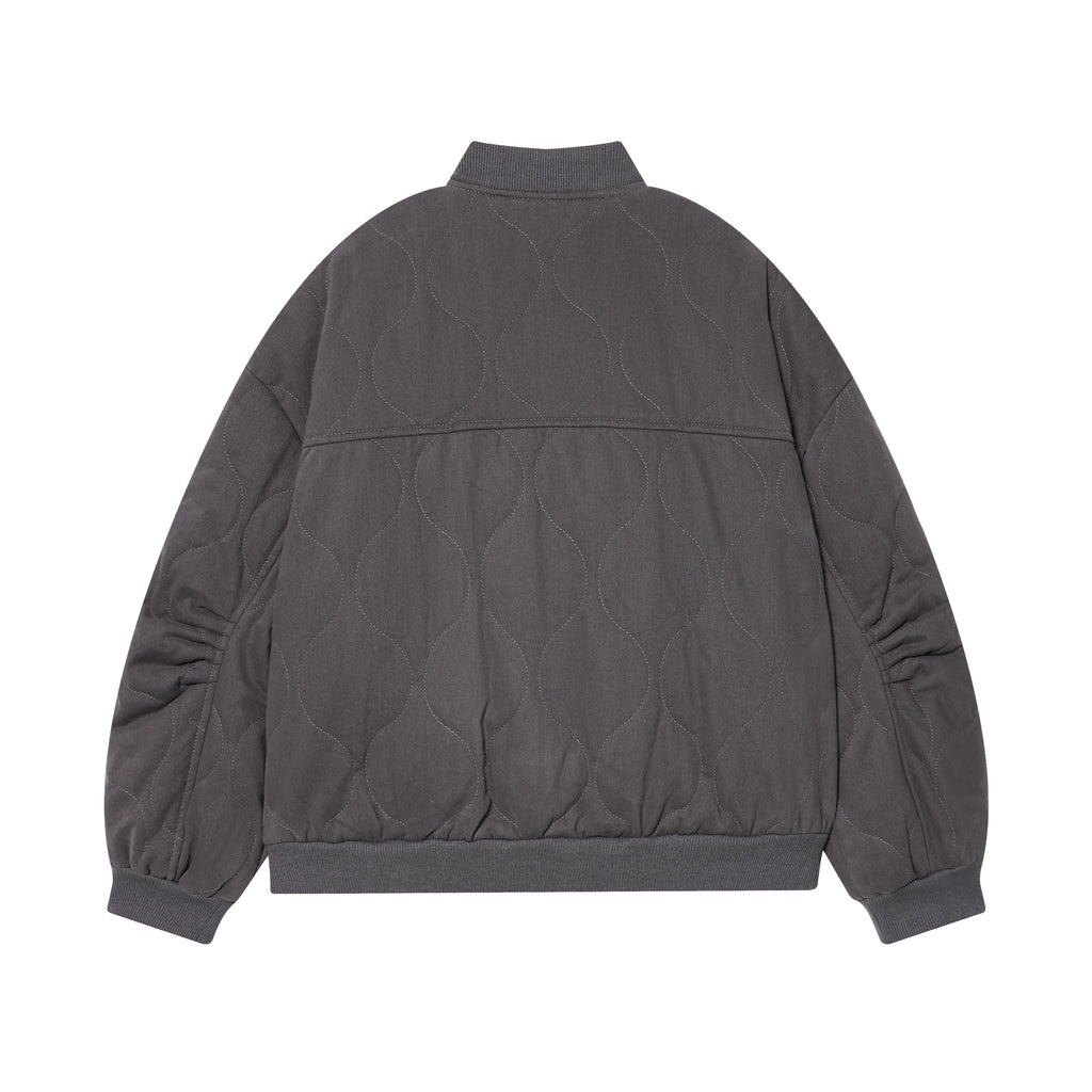 Double Pocket Quilted Cotton Padded Varsity Jacket