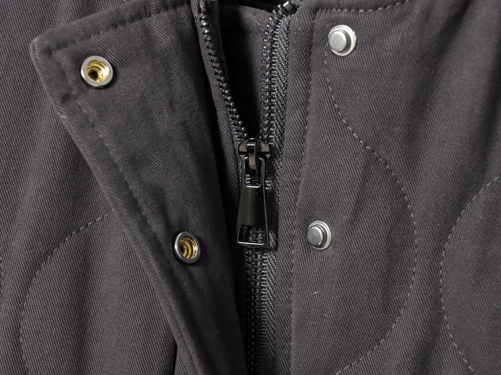 Double Pocket Quilted Cotton Padded Varsity Jacket