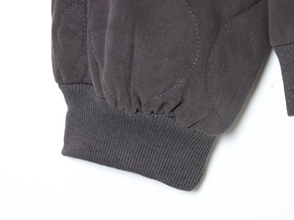 Double Pocket Quilted Cotton Padded Varsity Jacket