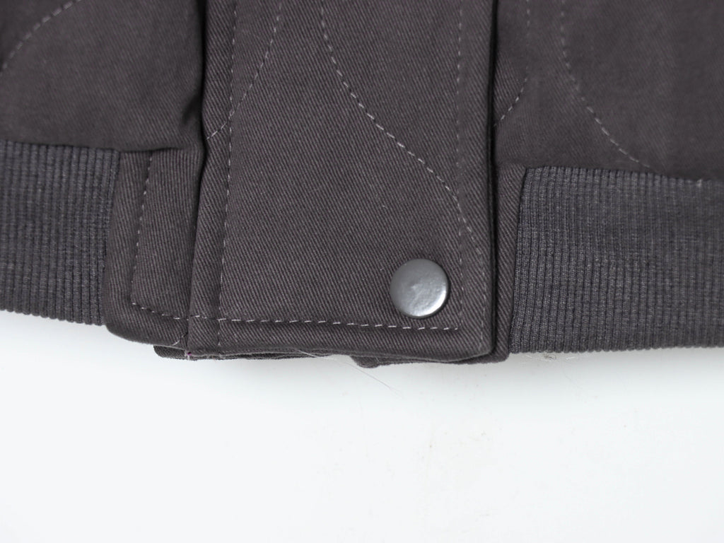 Double Pocket Quilted Cotton Padded Varsity Jacket