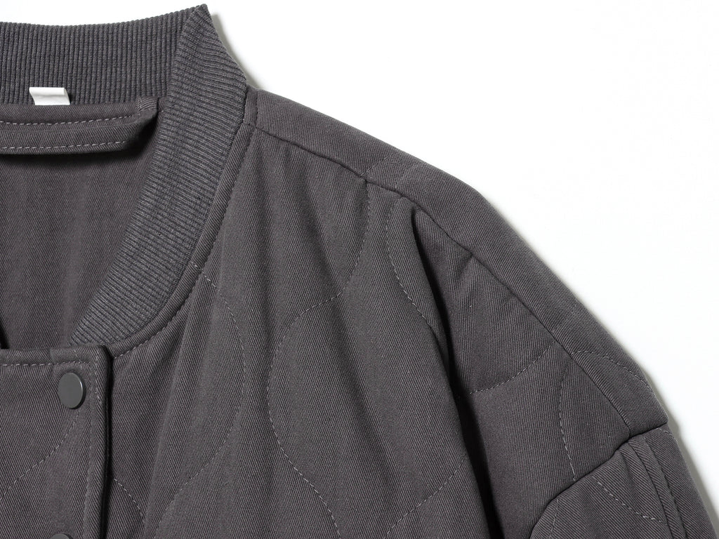 Double Pocket Quilted Cotton Padded Varsity Jacket