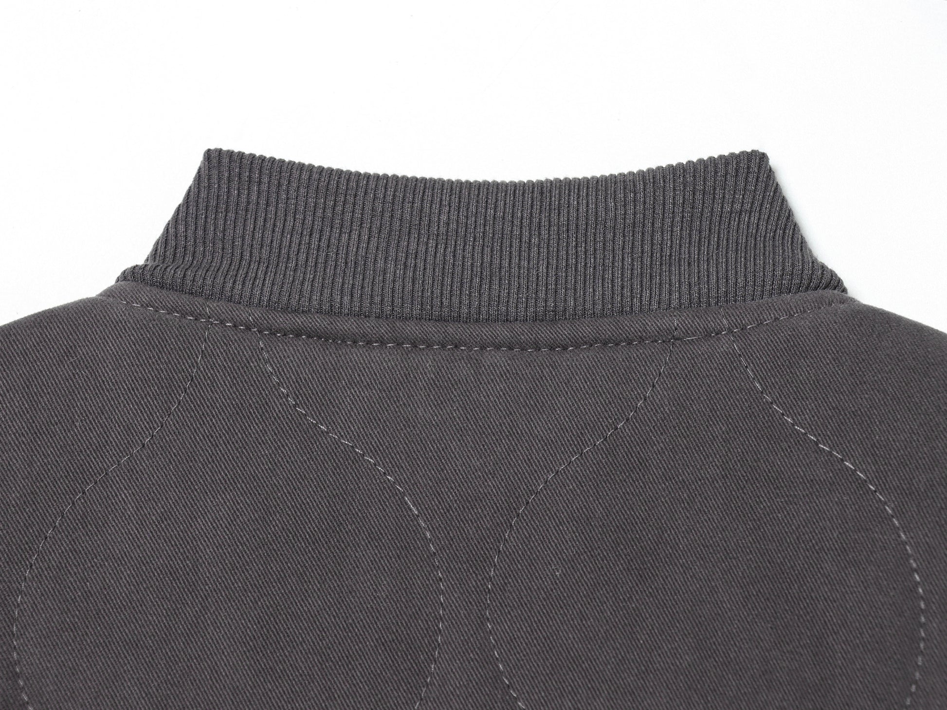 Double Pocket Quilted Cotton Padded Varsity Jacket