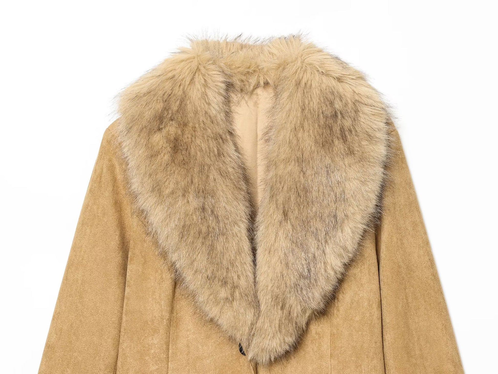 Leather Artificial Fur Effect Coat