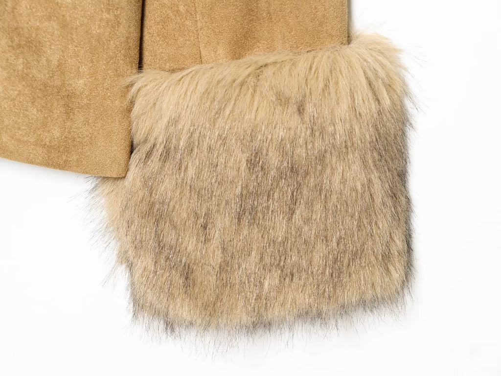 Leather Artificial Fur Effect Coat