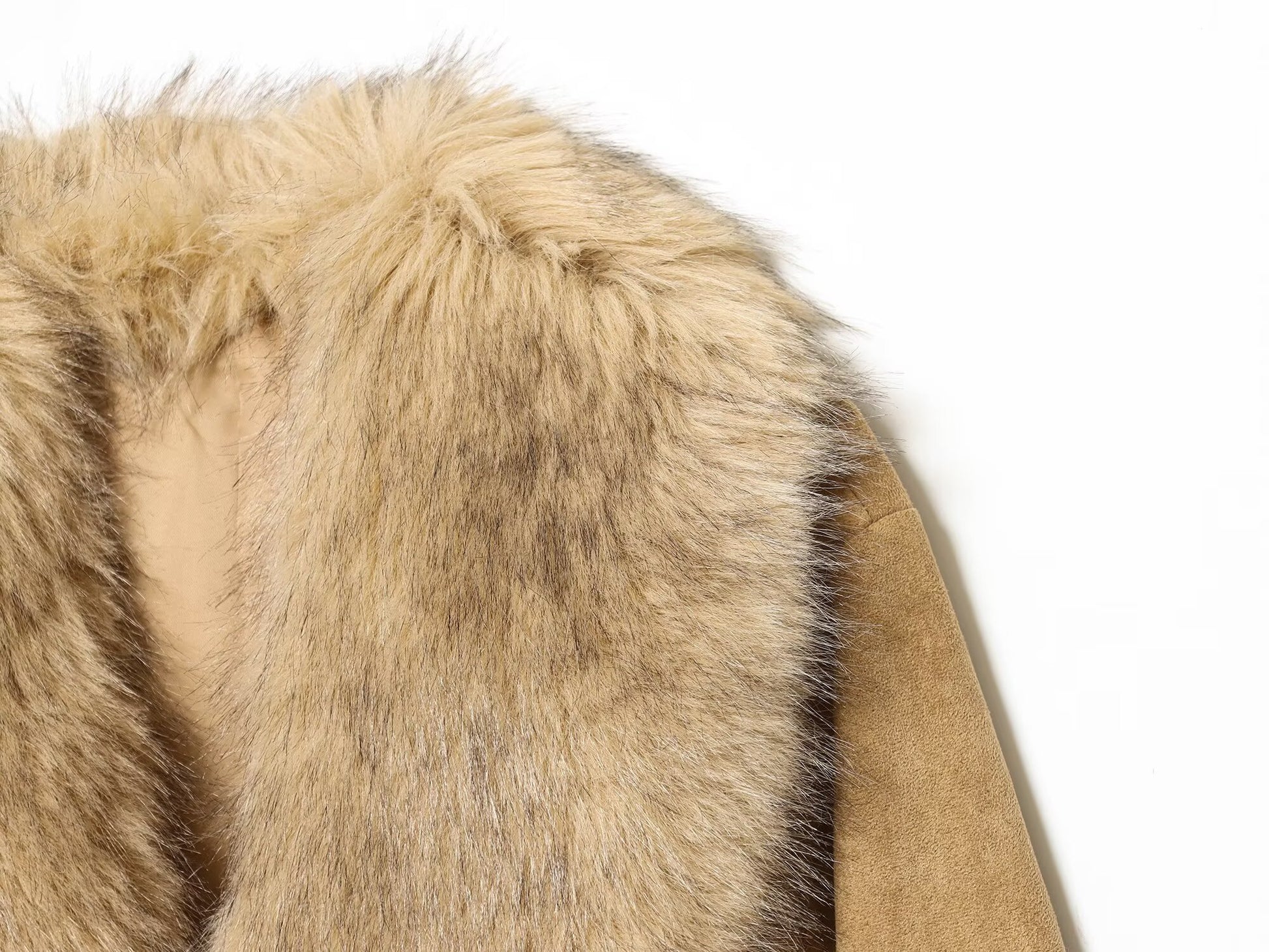Leather Artificial Fur Effect Coat
