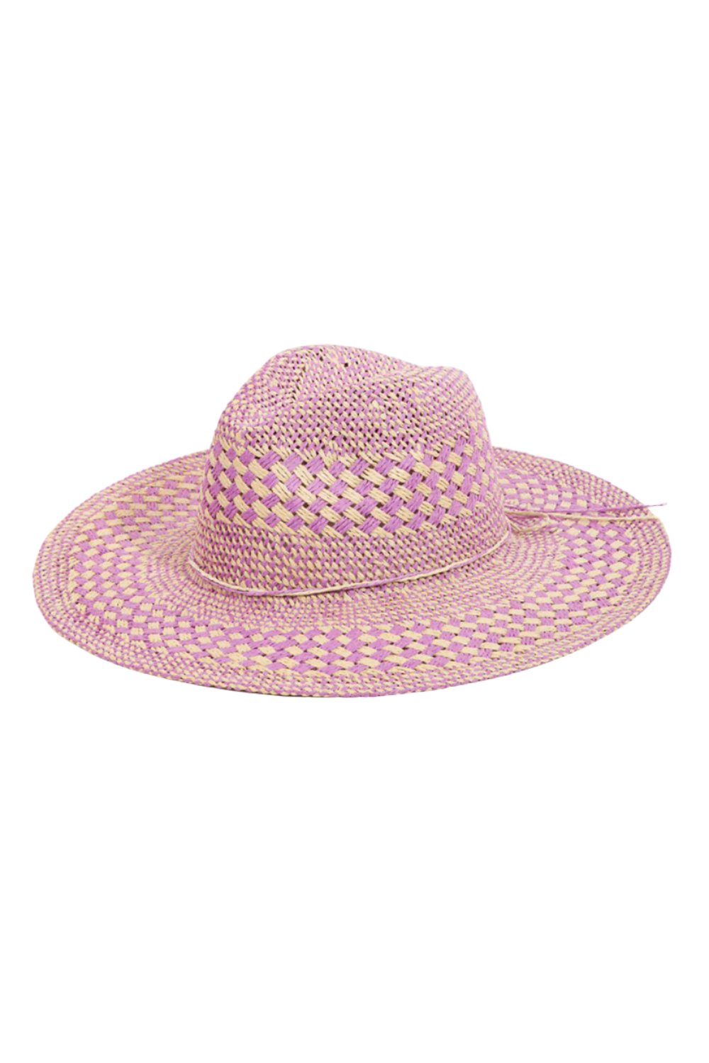 Checkered Straw Weave Sun Hat