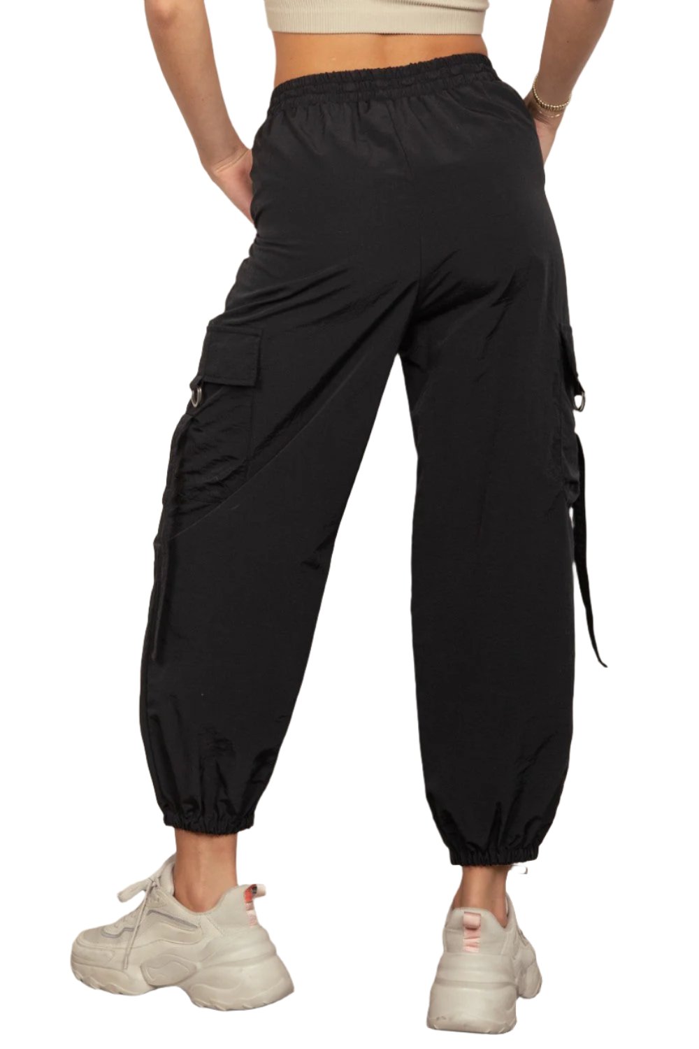 Elastic Waist Woven Cargo Pants