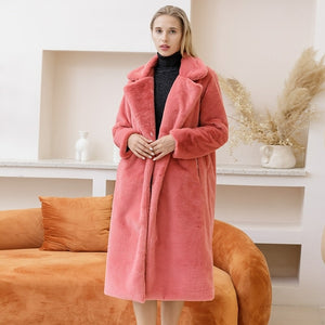 Winter Plush Thick Warm Loose Women Faux Rabbit Fur