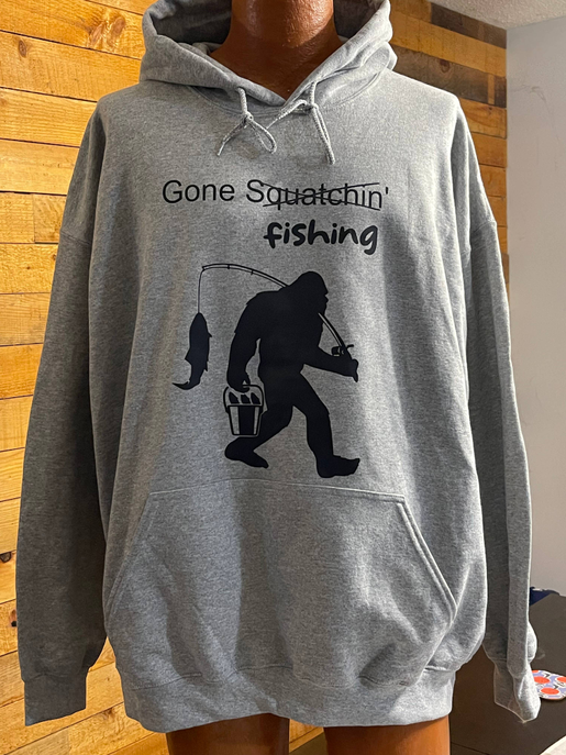 Gone Squatchin' Fishing Bigfoot hoodie